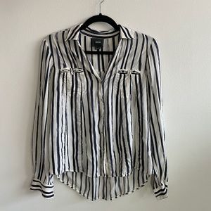 Anthropologie "Maeve" Painterly Stripe Navy Blouse